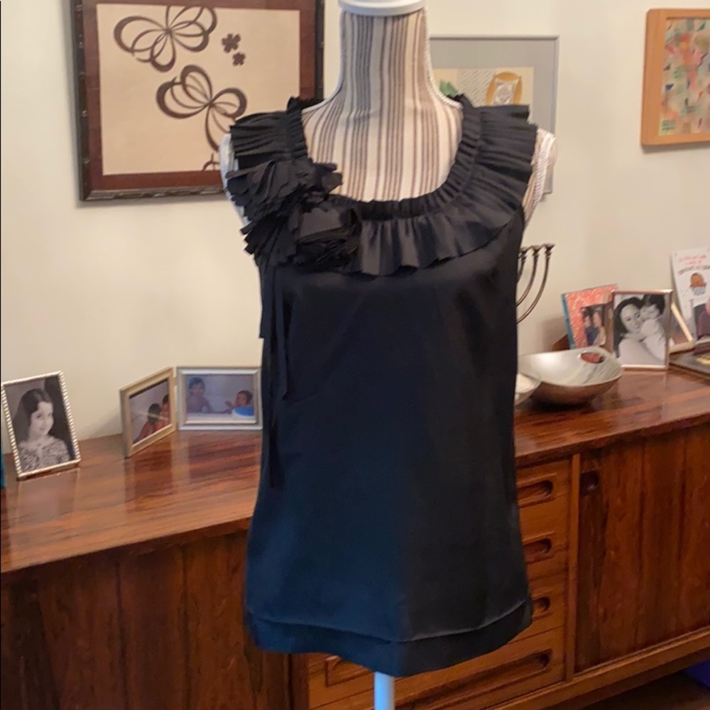 Jcrew black silk sleeveless blouse